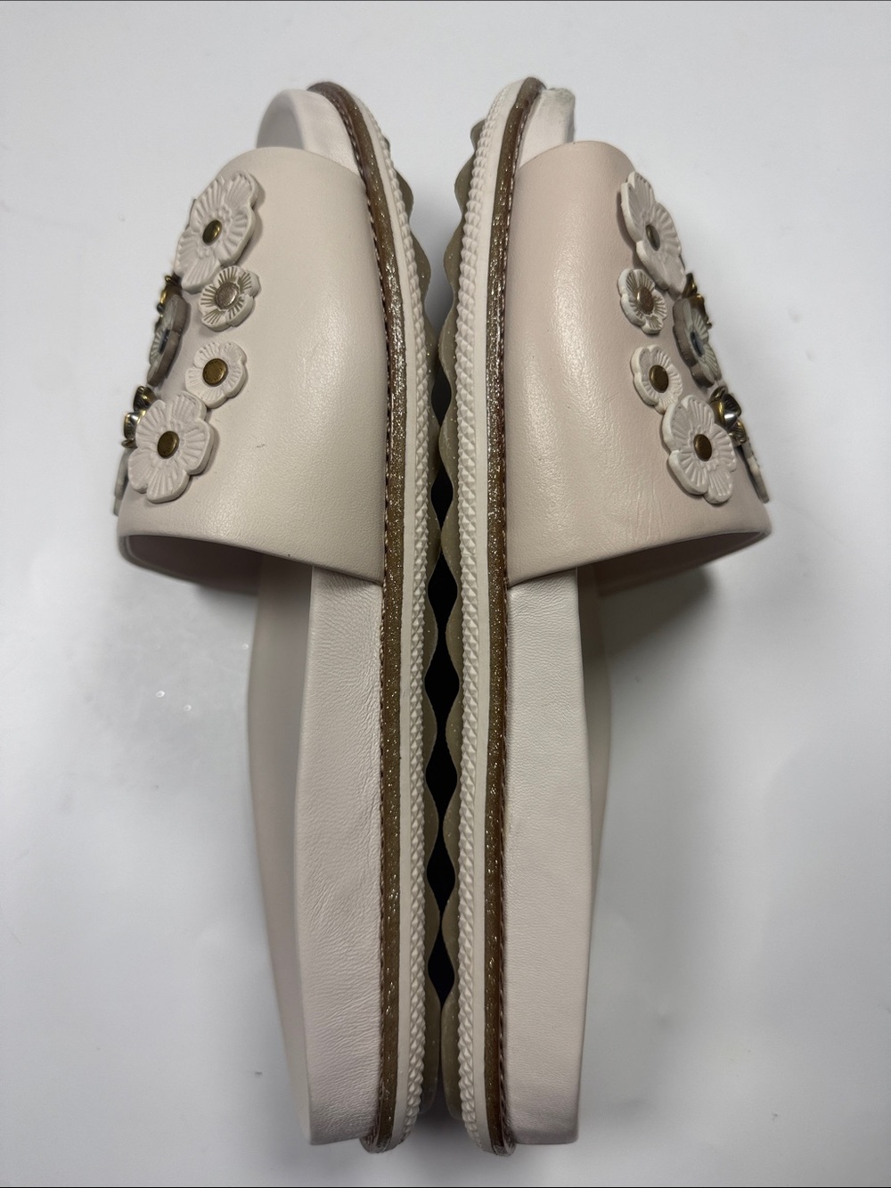 Coach Cream Floral Appliqué Slide Sandals - Picture 7 of 9